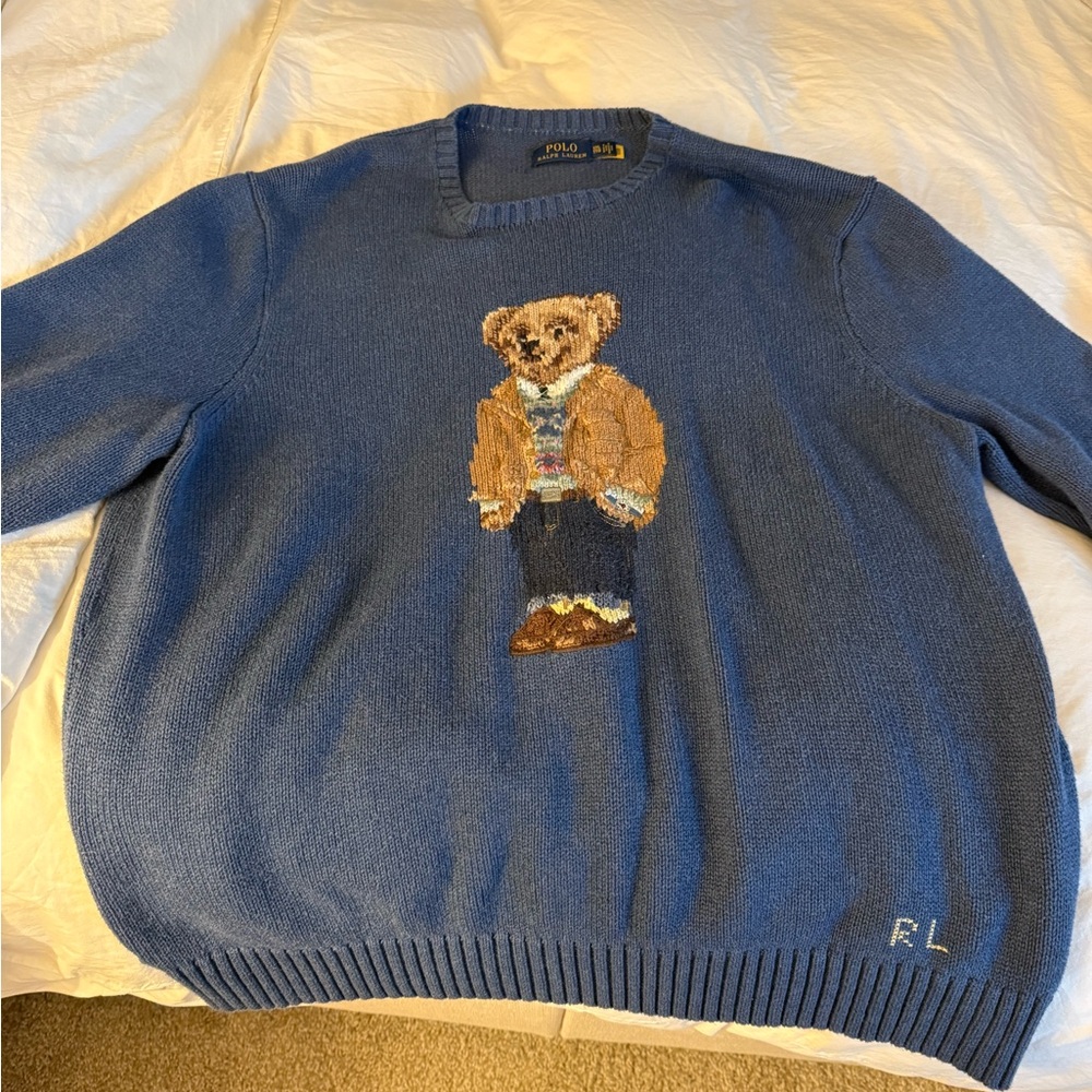 Ralph Lauren Blue Sweater with Bear Design